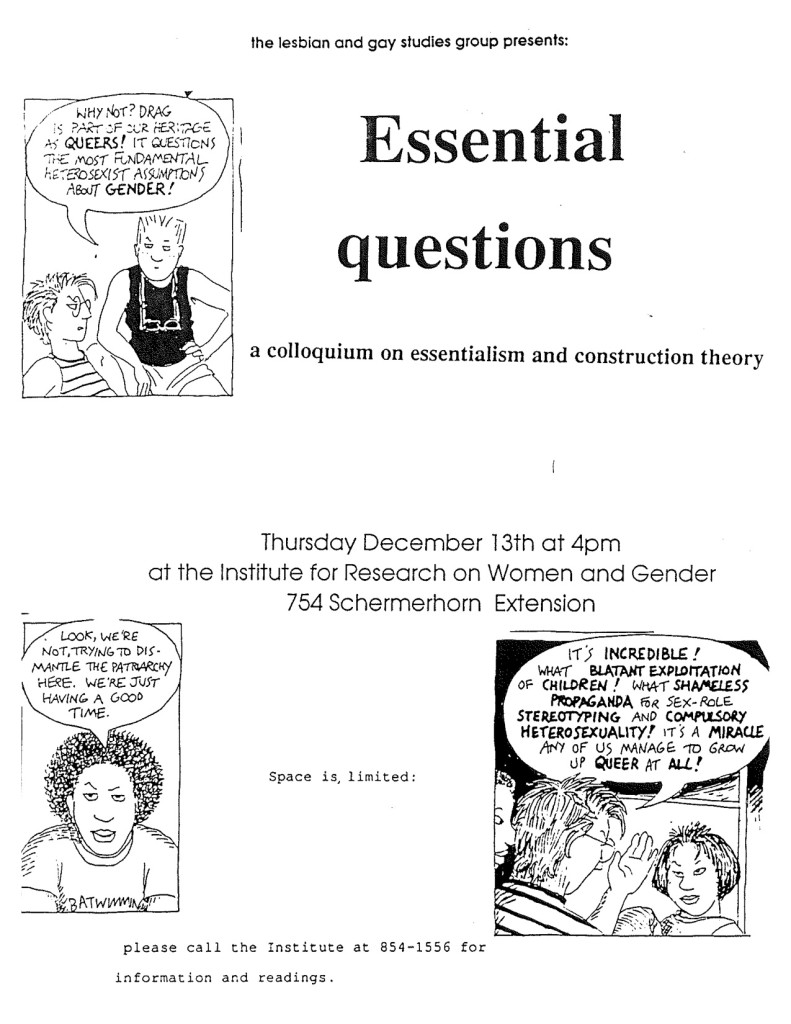 1991-1992 Essential Questions Lesbian and Gay Studies Group