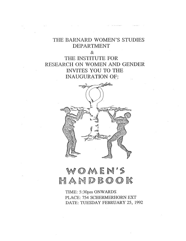 1992 Women's Handbook Inauguration (Barnard Women's Studies Department)